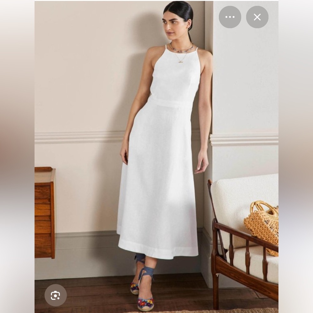 Boden white linen dress- never worn